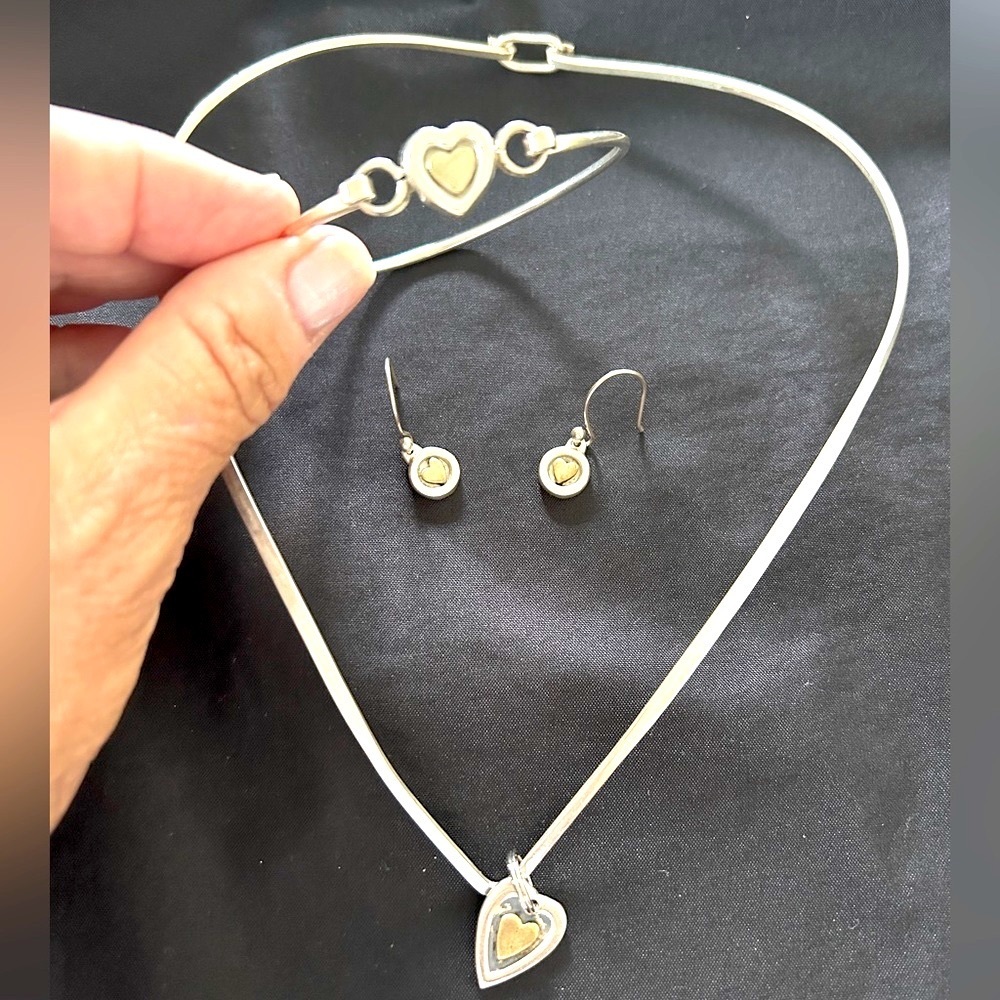 Three piece silver and brass set